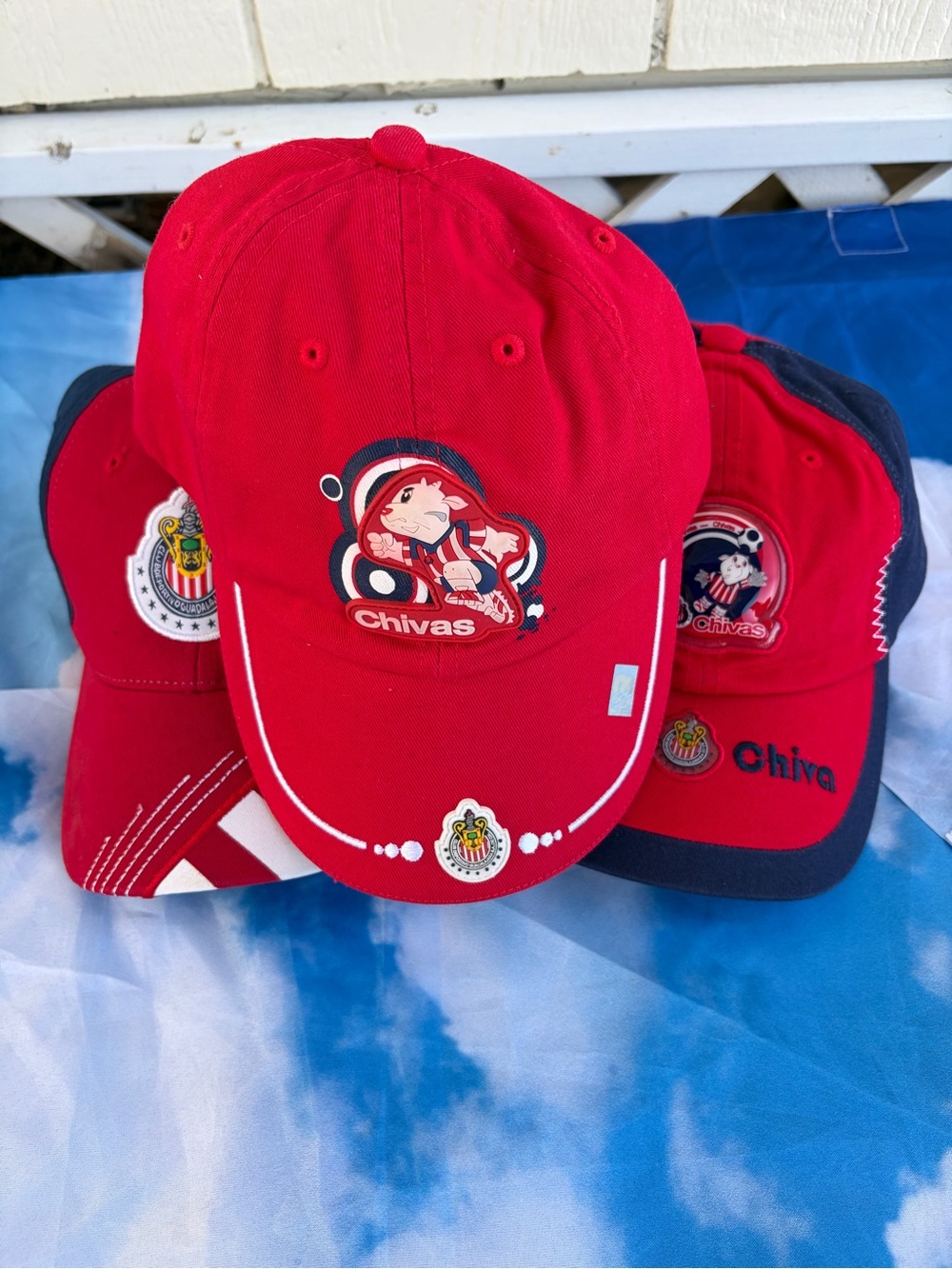 Kids Chivas Baseball Caps - Red & Navy Trio Unisex
